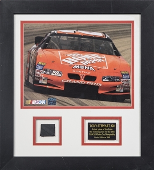 2002 Tony Stewart NASCAR Winston Cup Championship Tire Piece in Framed Display (Gibbs Racing Holo)